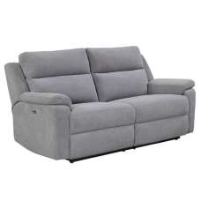 Tyrone Fabric Electric Recliner 3 Seater Sofa In Stone - UK