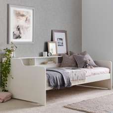 Tyson Wooden Guest Bed With Shelves In White - UK