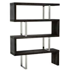 Ulmos Wooden Shelving Unit With Steel Frame In Black - UK
