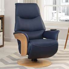 Ulster Faux Leather Electric Recliner Chair In Navy - UK