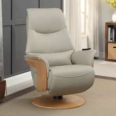 Ulster Faux Leather Electric Recliner Chair In Pale Grey - UK