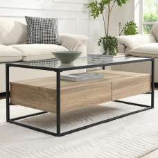 Urban Glass Top Edge Coffee Table In Sanremo Oak - UK