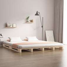 Urika Solid Pine Wood Double Bed In Natural - UK