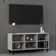 Usra Wooden TV Stand In Concrete Effect With Black Metal Legs - UK