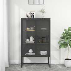 Utara Steel Display Cabinet With 2 Doors In Anthracite - UK