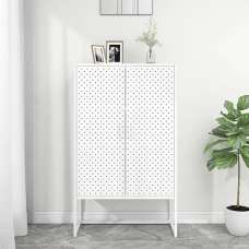 Utara Tall Steel Storage Cabinet With 2 Doors In White - UK