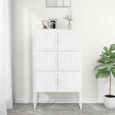 Utara Tall Steel Storage Cabinet With 6 Doors In White - UK