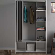 Uxbridge Wooden Open Wardrobe With 7 Shelves In White - UK