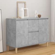 Vaeda Wooden Sideboard With 2 Doors 2 Drawer In Concrete Effect - UK