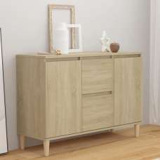 Vaeda Wooden Sideboard With 2 Doors 2 Drawers In Sonoma Oak - UK