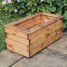 Vail Small Wooden Garden Trough Planter In Natural - UK