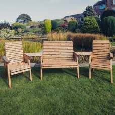Vail Wooden Garden Angled 4 Seater Seating Set In Natural - UK