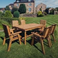 Vail Wooden Garden Dining Set With 6 Chairs In Natural - UK