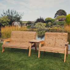 Vail Wooden Garden Straight 5 Seater Bench Set In Natural - UK