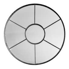 Valance Round Wall Mirror In Black Frame - UK