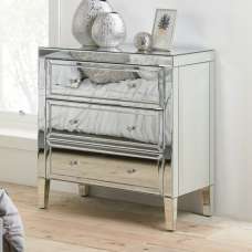Valence Mirrored Chest Of 3 Drawers In Silver - UK
