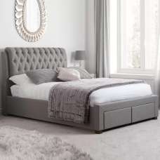 Valentina Fabric Double Bed With 2 Drawers In Grey - UK