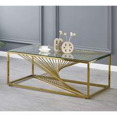 Valko Clear Glass Coffee Table With Gold Stainless Steel Base - UK