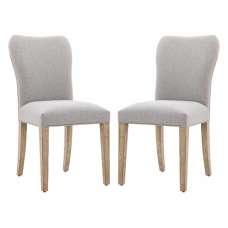 Valletta Natural Fabric Dining Chairs In Pair - UK