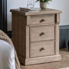 Valletta Wooden Bedside Cabinet With 3 Drawers In Natural - UK