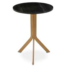 Valrico Black Marble Top Side Table With Gold Legs - UK