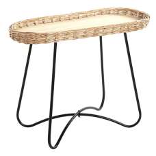 Valrico Rattan End Table With Black Legs In Natural - UK