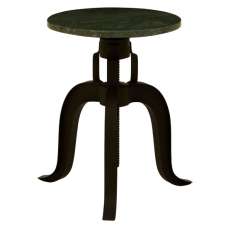 Vance Round Green Marble Top Bar Stool With Black Metal Legs - UK