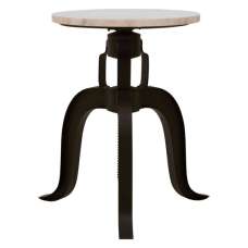 Vance Round White Marble Top Bar Stool With Black Metal Legs - UK