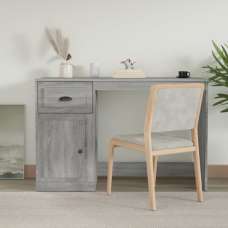 Vance Wooden Computer Desk With 1 Door 1 Drawer In Grey Sonoma Oak - UK