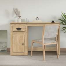 Vance Wooden Computer Desk With 1 Door 1 Drawer In Sonoma Oak - UK