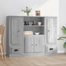 Vance Wooden Highboard With 4 Doors 2 Drawers In Grey Sonoma Oak - UK