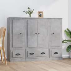 Vance Wooden Highboard With 4 Doors 3 Drawers In Concrete Effect - UK