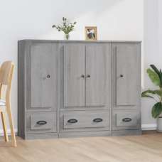 Vance Wooden Highboard With 4 Doors 3 Drawers In Grey Sonoma Oak - UK