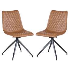 Vandale Brown PU Leather Swivel Dining Chairs in Pair - UK
