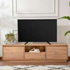 Vangio Wooden TV Stand with 3 Flap Doors in Atlantic Pine - UK