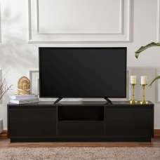 Vangio Wooden TV Stand with 3 Flap Doors in Black - UK