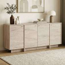 Varen Wooden Sideboard with 4 Doors in Travertine Marble Effect - UK