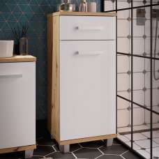 Vareon Wooden Bathroom Cabinet with 1 Door 1 Drawer in Artisan Oak and Light Grey - UK