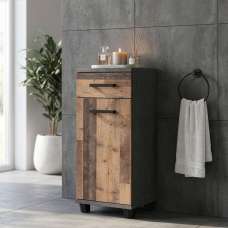 Vareon Wooden Bathroom Cabinet with 1 Door 1 Drawer in Walnut and Dark Grey - UK