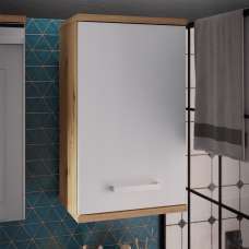 Vareon Wooden Wall Mounted Bathroom Cabinet in Artisan Oak and Light Grey - UK