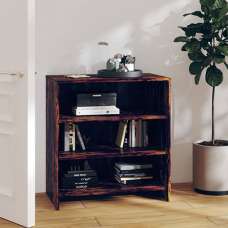 Variel Wooden Bookcase With 3 Shelves In Smoked Oak - UK
