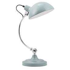 Varmora Metal Shade Table Lamp In Blue And Chrome - UK