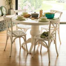 Varmora Wooden Dining Table With 4 Chairs In White Wash - UK