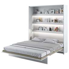 Vashon Vertical Wall High Gloss Super King Size Bed In White - UK