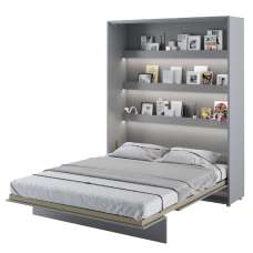Vashon Vertical Wall Wooden King Size Bed In Matt Grey - UK