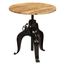 Veda Round Large Wooden Bar Table With Steel Base In Natural - UK