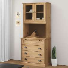 Vega Pinewood Highboard With 4 Drawers In Brown - UK