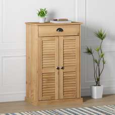 Vega Pinewood Shoe Storage Cabinet With 2 Doors In Brown - UK