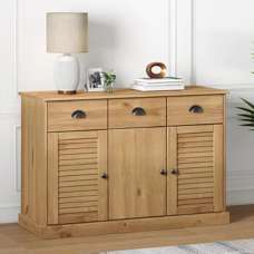 Vega Pinewood Sideboard With 3 Doors 3 Drawers In Brown - UK