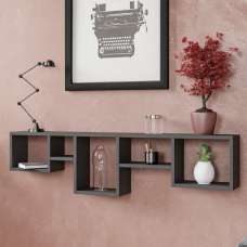 Velario Wooden Hall Hung Shelving Unit With 5 Shelves In Anthracite - UK